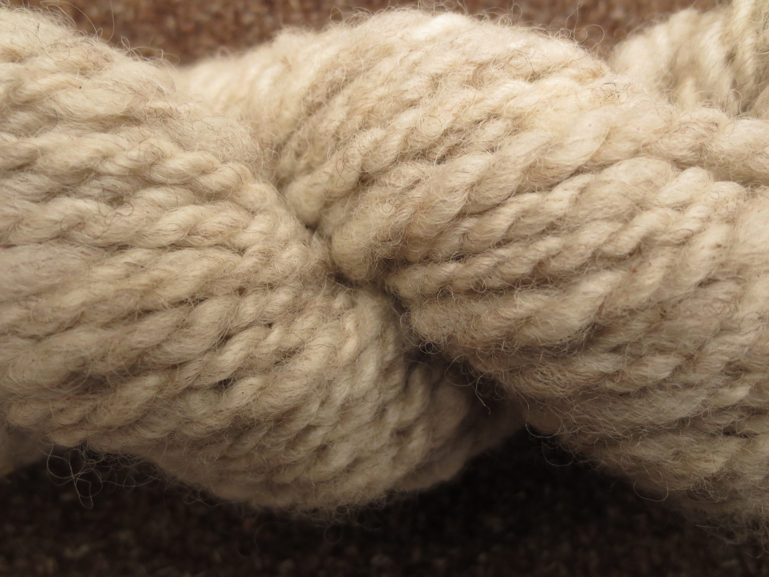Close up of light grey skein