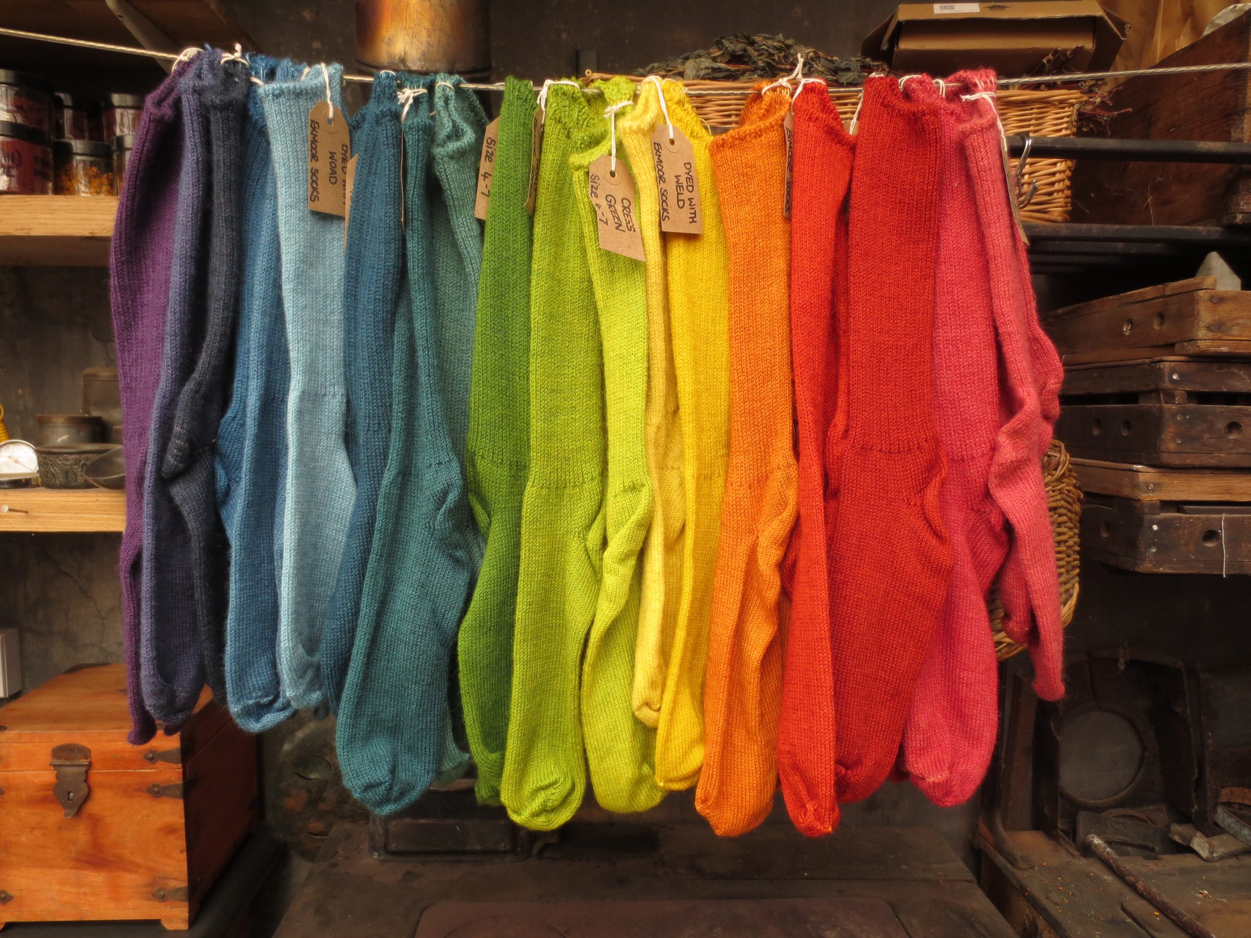 Size 4-7 Exmoor Socks Bright Range - plant dyed everyday British wool socks