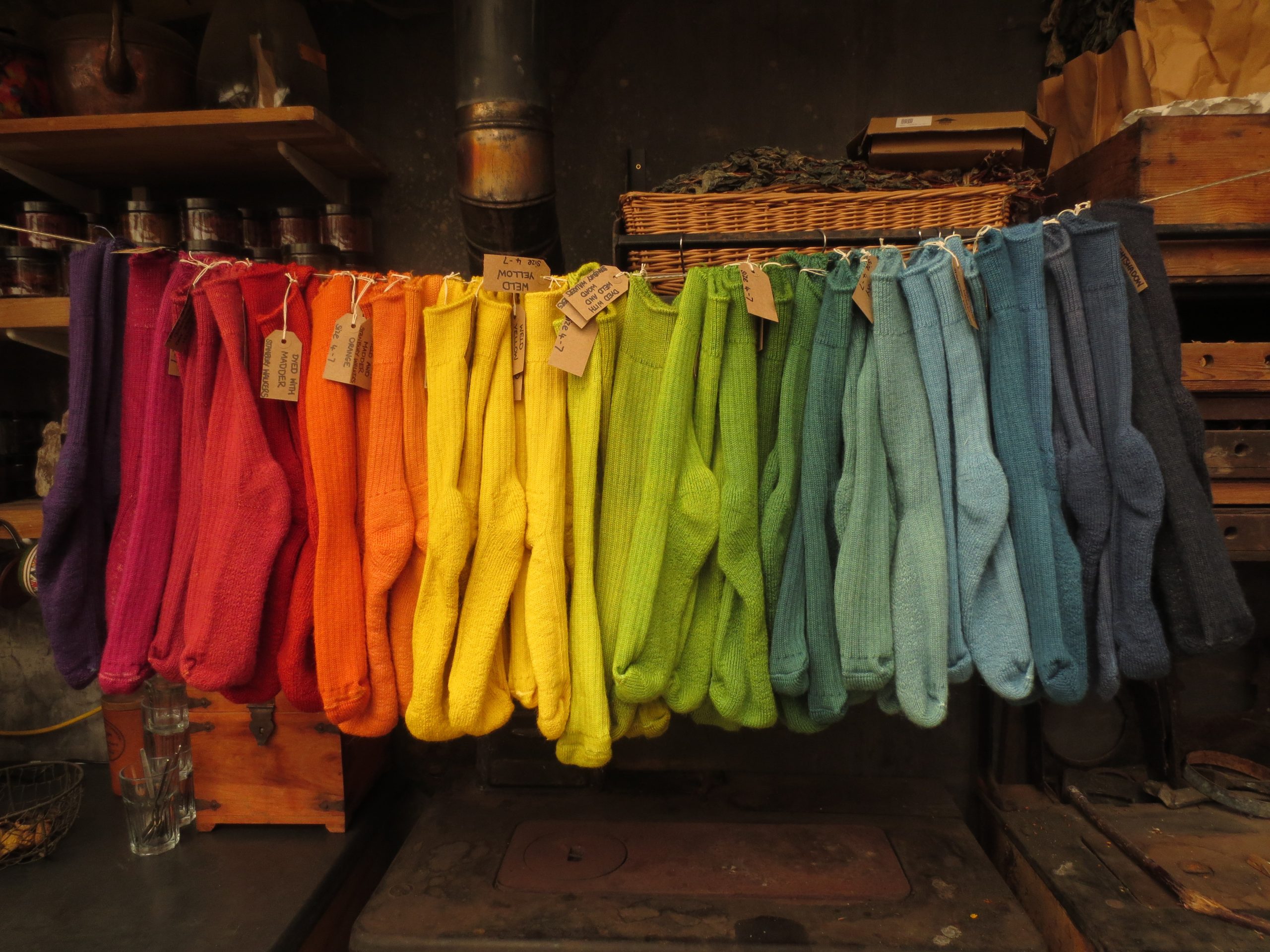 Size 4-7 Stanbury Walkers Bright Range, British wool walking socks - naturally dyed