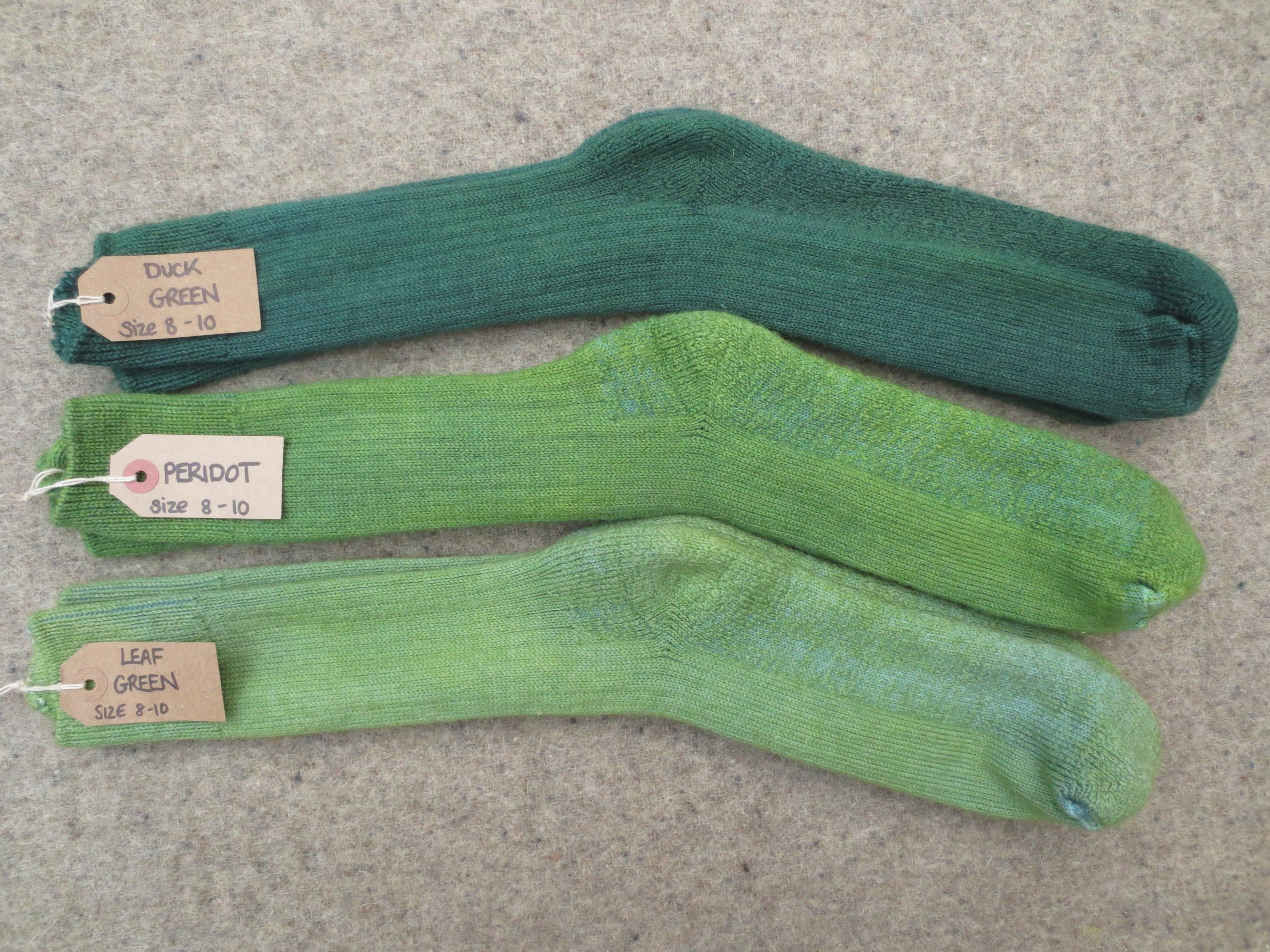3 pairs of walking socks labelled duck green, peridot and leaf green