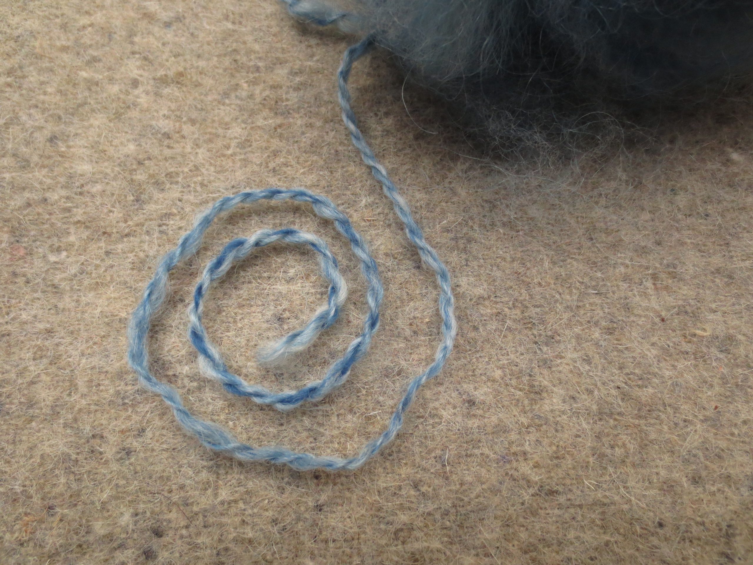 Example of 2 ply yarn spun from the batt
